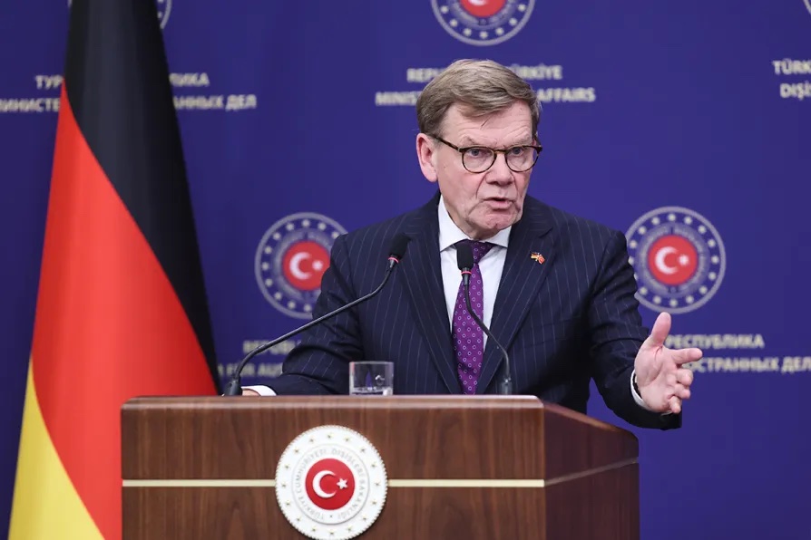 Johann Wadephul speaking at a press conference at the Turkish Foreign Ministry in Ankara